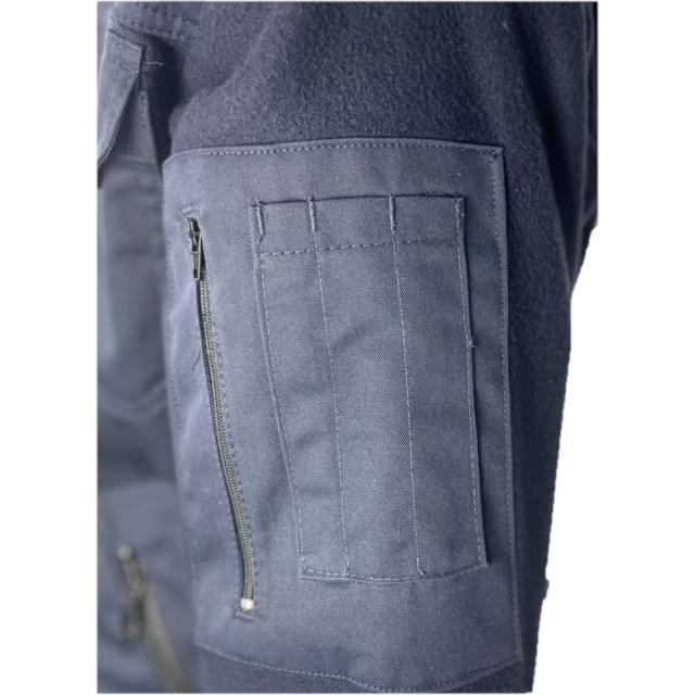 Fleecejacke DER KLASSIKER, Polyester-Fleece mit Besatz aus Segeltuch, PU-Membrane, navyblau, Schulterklappen