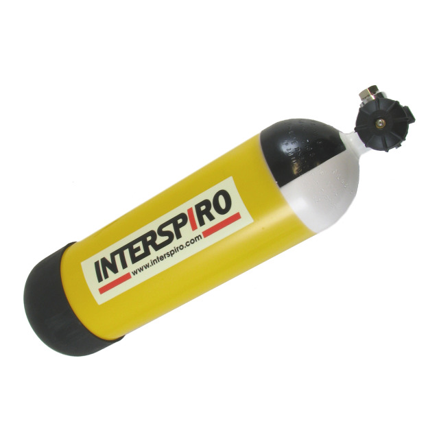 Druckluftflasche INTERSPIRO 6 l/300 bar, aus Stahl, Füllstandsanzeige, TÜV-Abnahme, ungefüllt