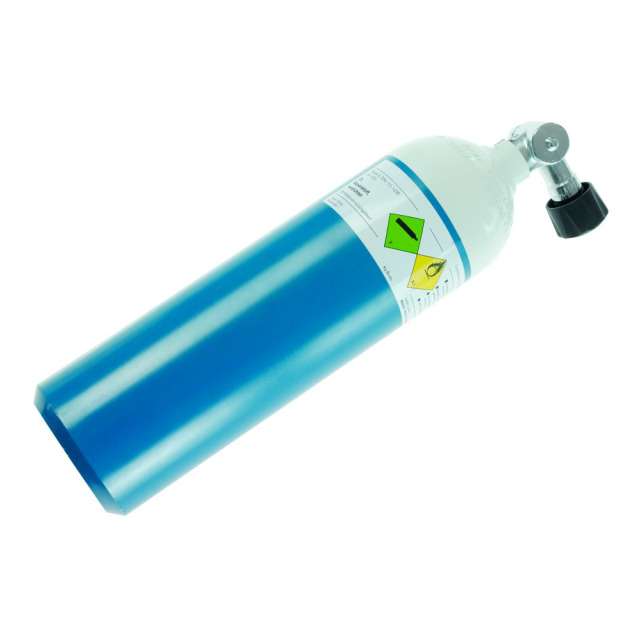 Sauerstoff-Flasche DRÄGER 2 l/200 bar, EN 144-2:1998, Stahl. Verschlussventil M24x2 Anschlussgewinde. Gefüllt, mit Inbetriebnahme