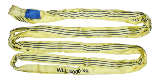 Rundschlinge DIN EN 1492-2, Nutzlänge 2,5 m, Tragkraft 3 t (gelb). Aus Polyester
