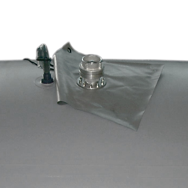 Faltbehälter 1500 l, kissenförmig, geschlossen, Polyestergewebe mit beidseitiger NBR-Beschichtung, Armaturen C 52 aus Messing
