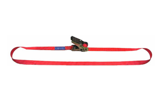 Zurrgurt 1-teilig DIN EN 12195-2, 25 mm breit, Länge 4 m. Polyestergewebe, rot, mit Ratsche