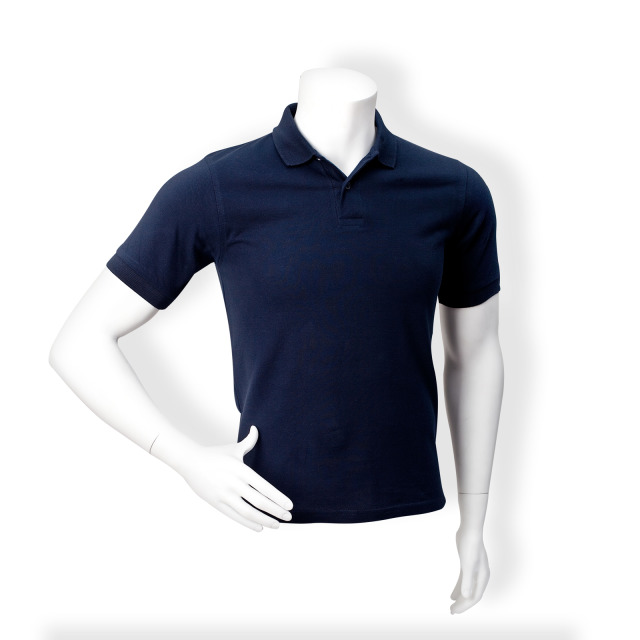 Kinder-Poloshirt 100% Piqué-Baumwolle, 190 g/m², Farbe navyblau, einschließlich 2-zeiligem reflektierendem Druck auf dem Rücken