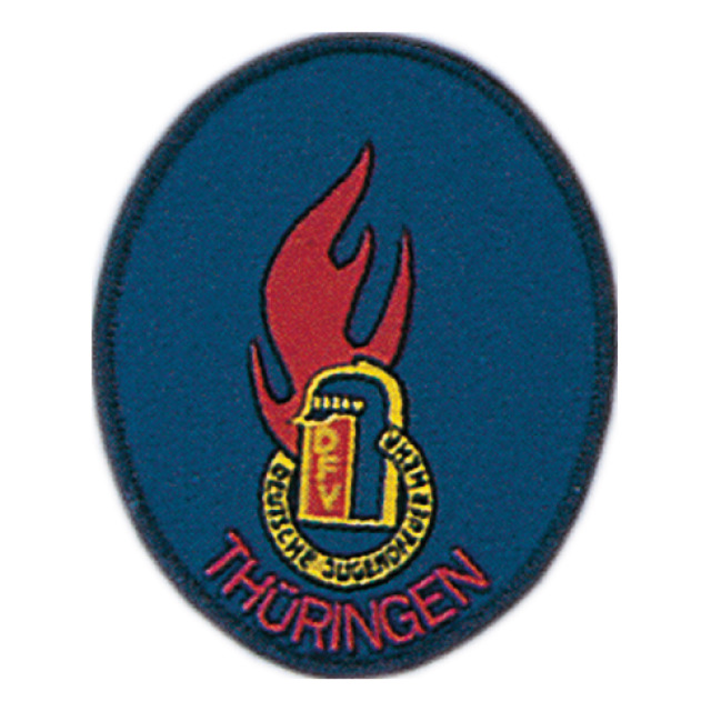 DJF-Ärmelabzeichen für JF-Mitglieder,85x105 mm, Rand blau, Schrift rot,mit Landesnamen