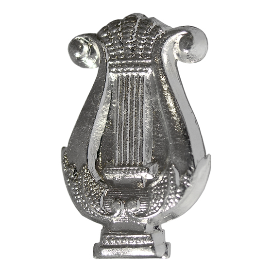 Lyra-Abzeichen silberfarbig, Metall, Emblem ca.25 mm hoch, mit Splint