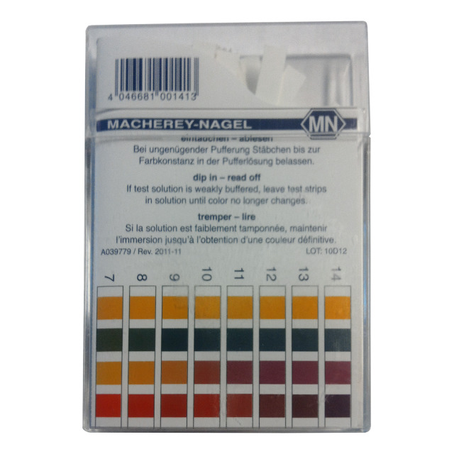 pH-Teststreifen, Messbereich 0–14, 100 Teststreifen in Kunststoffbox