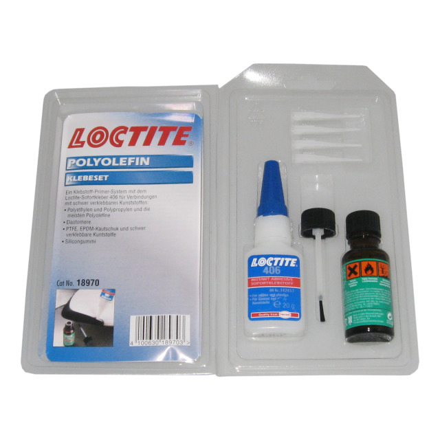LOCTITE Polyolefin Klebeset für schwer verklebbareKunststoffe, 20 g LOCTITE 406/10 g LOCTITE 770