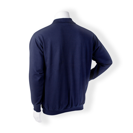 Zip-Sweatshirt PELKOTEX, navyblau, 80% Ringspinn-Baumwolle/20% Polyester, Bündchen an den Ärmeln undam Saum