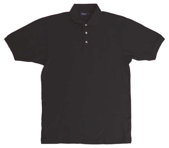 Poloshirt Kurzarm, schwarz. 100% Piqué-Baumwolle,Knopfleiste mit 3 Hornknöpfen, Nackenband