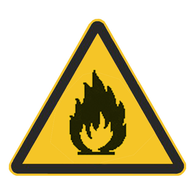 Warnzeichen Warnung vor feuergefährlichenStoffen, DIN EN ISO 7010, ASR 1.3 2012,Kunststoff reflektierend, Seitenlänge 400 mm