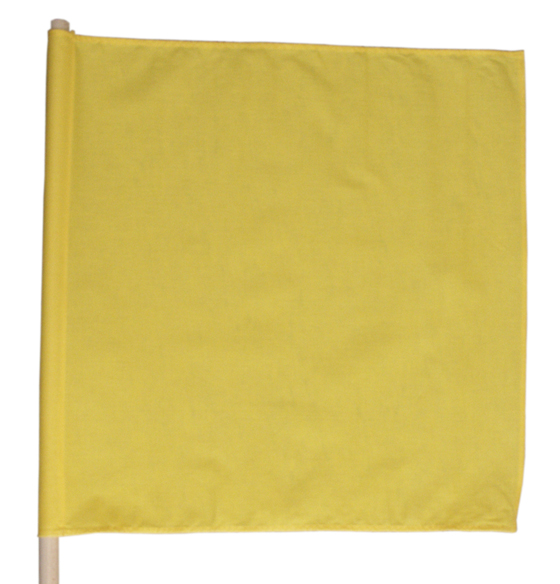 Warnflagge gelb, (BxH) 500x470 mm, mit Holzstab, Länge 800 mm