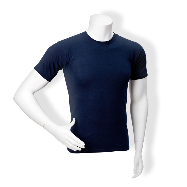 Kinder-T-Shirt, 100% Baumwolle, 190 g/m², Farbe navyblau, einschließlich 2-zeiligem reflektierendemDruck auf dem Rücken