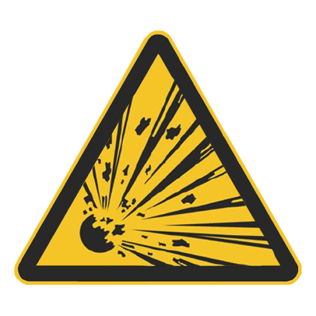 Warnzeichen Warnung vor explosionsgefährlichen Stoffen, DIN EN ISO 7030:2012-10, ASR 1.3 2012, Aluminium, Seitenlänge 400 mm