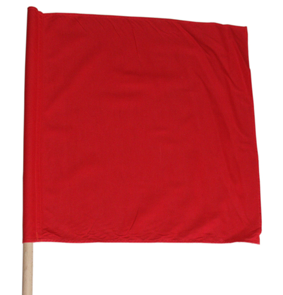 Warnflagge rot, (BxH) 500x470 mm, mit Holzstab, Länge 800 mm