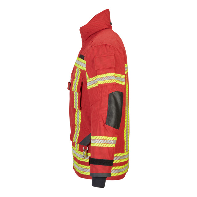 Überjacke WATEX Code Red, DIN EN 469, X2Y2Z2, rot, Rückenschild Feuerwehr leuchtgelb, segmentierter Reflex gelb/silber/gelb