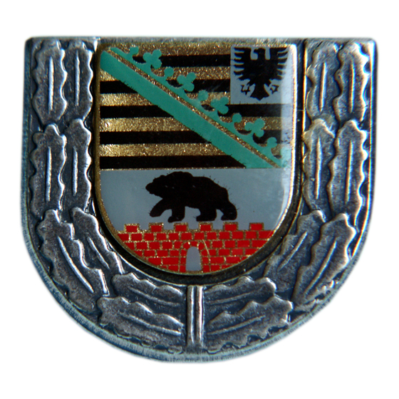 Mützenabzeichen Damen mit farbigem LandeswappenSachsen-Anhalt, aus Metall, mit Splint