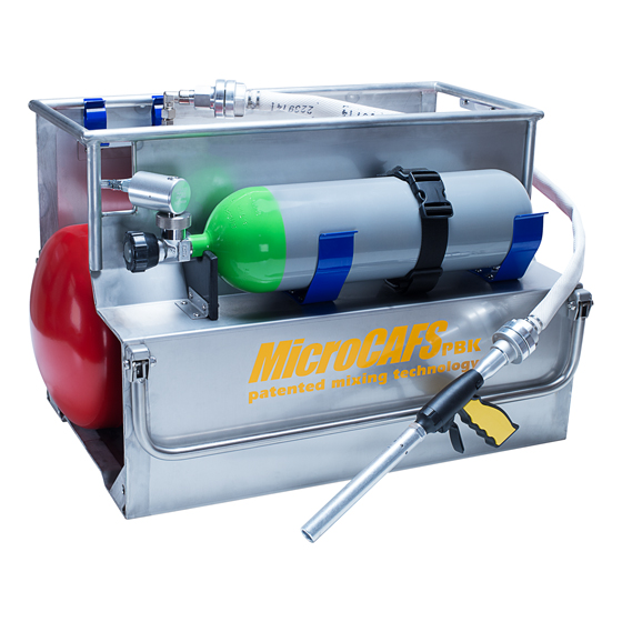 Druckluftschaumgerät MicroCAFS 6SP50 Skid, Druckluftflasche 6 l/300 bar mit Manometer, 15 m D-Schlauch