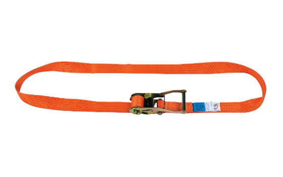Zurrgurt 1-teilig DIN EN 12195-2, 50 mm breit, Länge 4 m. Polyestergewebe, orange, mit Ratsche