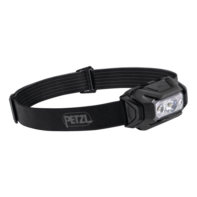 Stirnlampe PETZL ARIA 2 RGB, 3 Leuchtmodi, zus. rot, grün, blaues Dauer- und Blinklicht, mit 3 AAA-Batterien, Kopfband, 5 Jahre Garantie