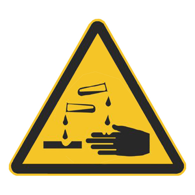 Warnzeichen Warnung vor ätzendenStoffen, DIN EN ISO 7010, ASR 1.3 2012,Kunststoff reflektierend, Seitenlänge 400 mm