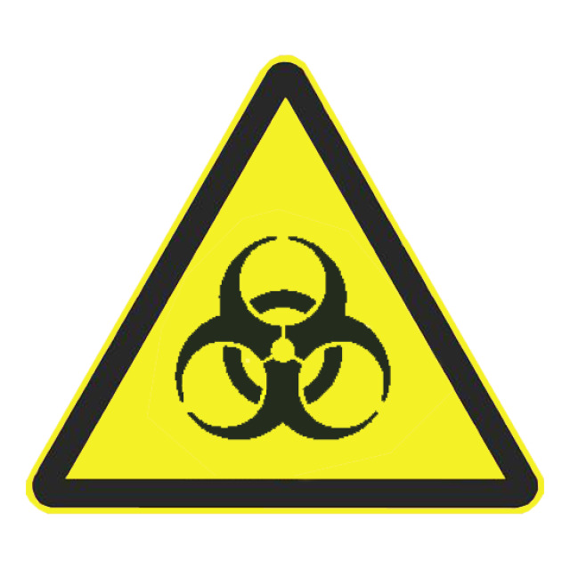 Warnzeichen Warnung vor Biogefährdung, DIN EN ISO7010, ASR 1.3 2012, Folie selbstklebend, Seitenlänge 200 mm