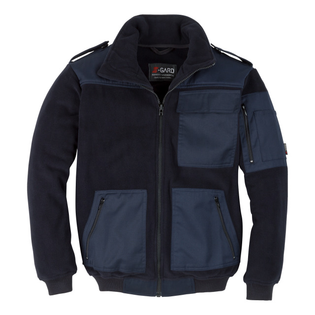 Fleece-Jacke S-Gard COMMAND mit Umlegekragen, pillingfreies Micro-Spezial-Fleece aus 100% Polyester,schwarzblau