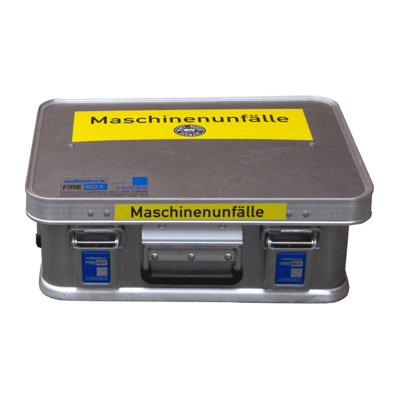 Maschinenunfall-Werkzeug Kompakt, in Aluminiumkasten DIN 14880-4-LM mit  Facheinteilung, AufschriftMaschinenunfall