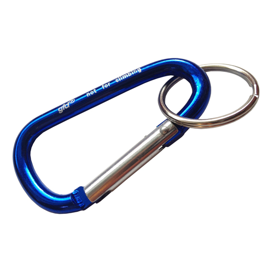 Karabiner gfd® in blau mit großem Schlüsselring