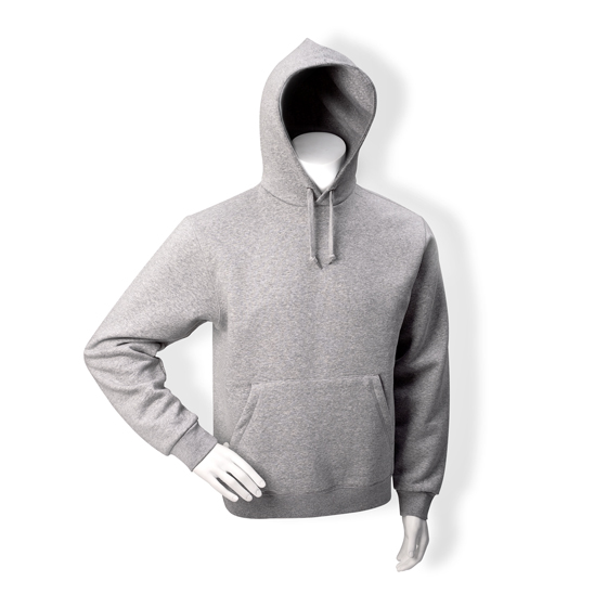 Kapuzen-Sweatshirt grau, 50% BW/50% PE, 270 g/m²,Känguruhtascheelastische Bündchen an den Ärmeln und am Saum,