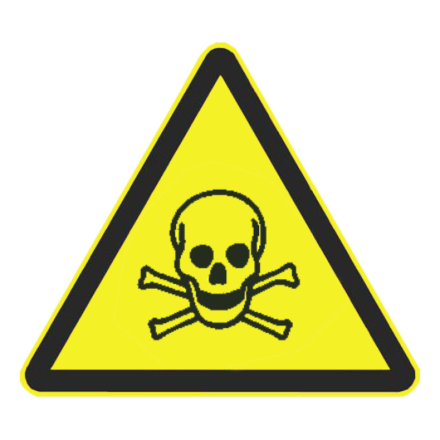 Warnzeichen Warnung vor giftigen Stoffen, DIN EN ISO 7010, ASR 1.3 2012, Folie selbstklebend, Seitenlänge 200 mm