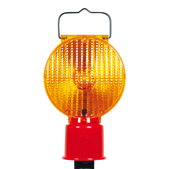 Leitkegel-Blitz-Stableuchte LED, zweiseitig, mit 5 Akkus und Ladegerät 
