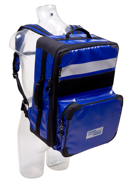 Rettungsrucksack ULTRAMEDIC ultraRUCKSACK EM III +, blau, mit Fronttasche, ultraPLAN, (HxBxT) 520x365x330 mm. Ohne Inhalt