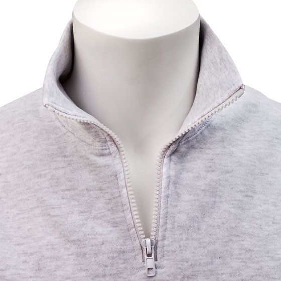 Zip-Sweatshirt PELKOTEX, grau, 80% Ringspinn-Baumwolle/20% Polyester, Bündchen an den Ärmeln und amSaum