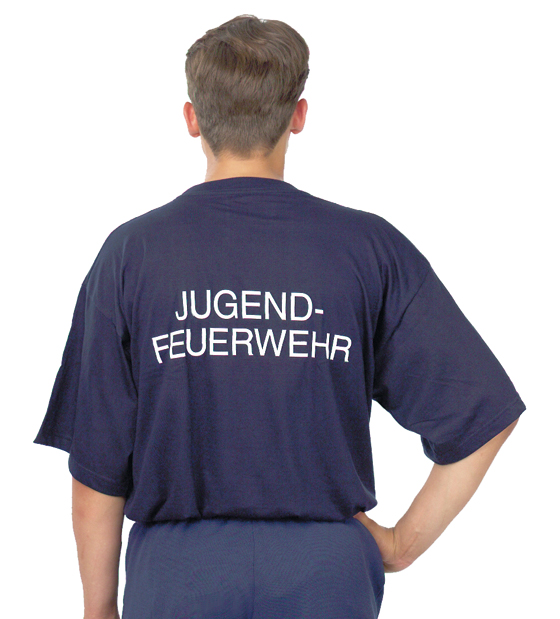 Jugendfeuerwehr T-Shirt dunkelblau Rückenaufschrift weiß