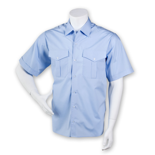Diensthemd DER KLASSIKER hellblau, 1/2 Arm, 55% Baumwolle/45% Polyester, Schultertunnel, Schulterklappen