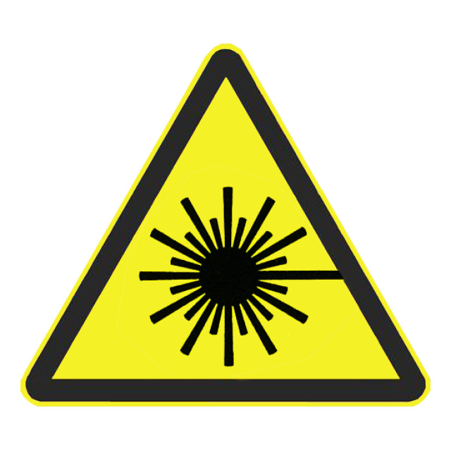 Warnzeichen Warnung vor Laserstrahl, DIN EN ISO 7010, ASR 1.3 2012, Kunststoff, Seitenlänge 200 m