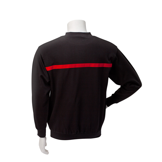Sweatshirt, schwarz mit rotem Streifen, 80% Ringspinn-Baumwolle/20% Polyester, schwere Stoffqualität280 g/m², Set-in-Sleeve