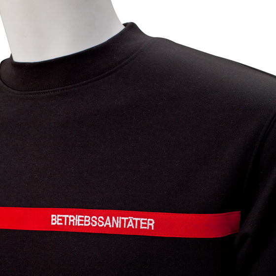 Sweatshirt, schwarz mit rotem Streifen, 80% Ringspinn-Baumwolle/20% Polyester, schwere Stoffqualität280 g/m², Set-in-Sleeve
