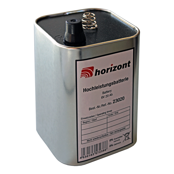 Blockbatterie 6 V/20 Ah, IEC 4R25, für Blitzleuchten HORIZONT oder NISSEN