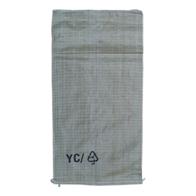 Sandsack aus Jute, 300x600 mm. Mit angeheftetem Verschlussband, ungefüllt