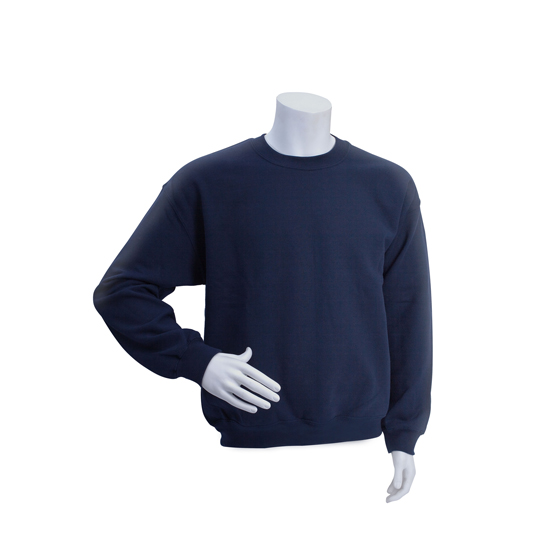 Sweatshirt dunkelblau, 80% Baumwolle/20% Polyester, Rückenaufschrift FEUERWEHR in neongelb