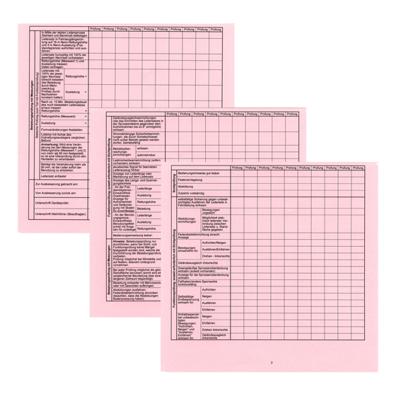 Geräteprüfnachweis-Einzelkarte Drehleiter mit Handantrieb, rosa