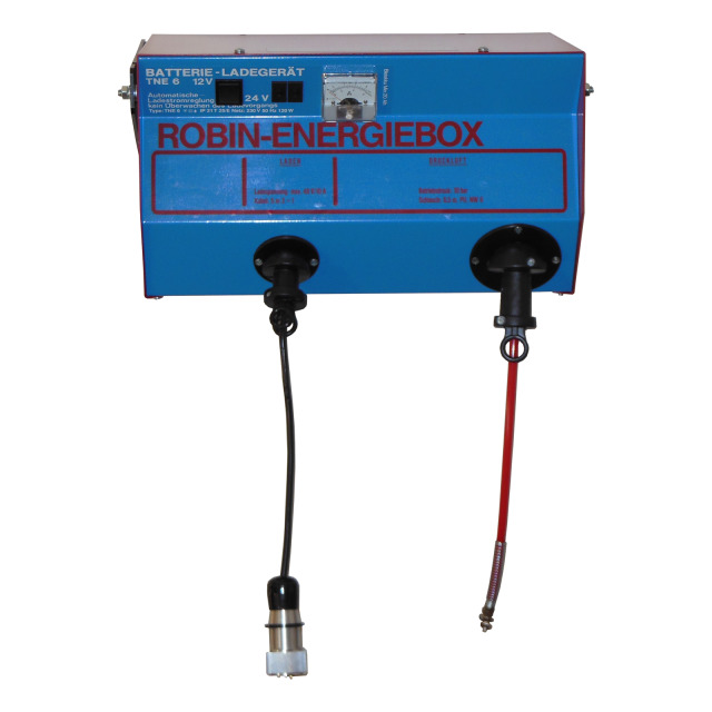 Energiebox I ROBIN mit Ladegerät 12/24 V, mit integriertem Automatik-Aufroller für Ladung und Druckluft