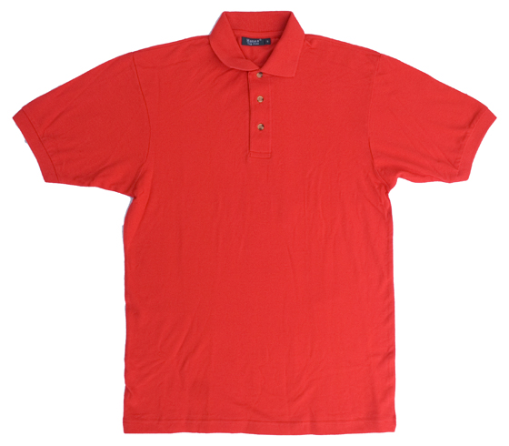 Poloshirt Kurzarm, rot. 100% Piqué-Baumwolle, Knopfleiste mit 3 Hornknöpfen, Nackenband