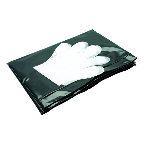 Folientuch 2000x2300 mm, Farbe schwarz. Als Abdecktuch geeignet, mit 2 Paar PE-Handschuhen