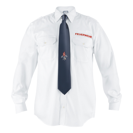 Diensthemd M-V, weiß, 1/1 Arm, 100% Baumwolle, Einstickung FEUERWEHR in rot, nach Empfehlung LFV M-V2018