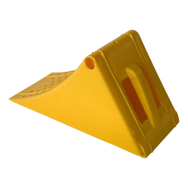 Unterlegkeil Nenngröße 53, DIN 76051-1, aus Kunststoff, gelb. Maximal zulässige Radlast 6500 kg