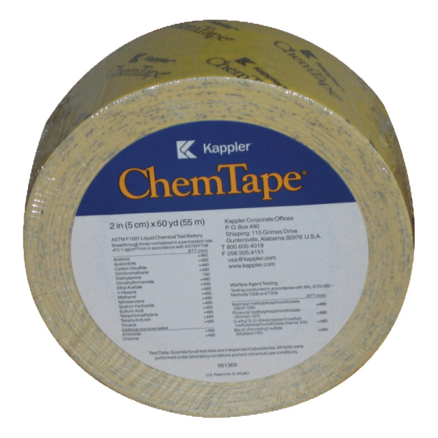 ChemTape, 55 m-Rolle, 50 mm breit. Spezialklebeband für Chemikalien-Schutzanzüge