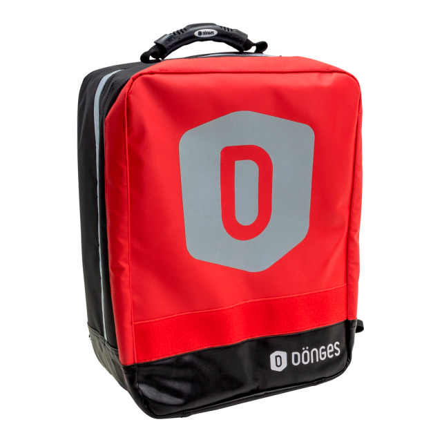 Notfallrucksack DÖNGES SEG, aus Planenmaterial, mit Innentaschenset, ohne Füllung, schwarz/rot