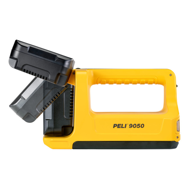 Handscheinwerfer PELI 9050, mit 2 LiIon-Akkus, Ladeschale, Ladekabel 230 V, Schultertrageriemen